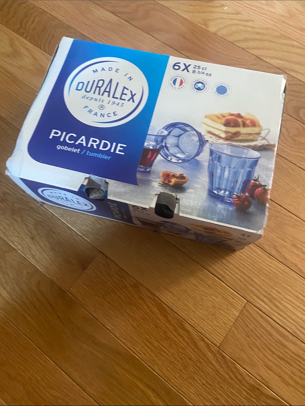 DURALEX Blue Marine 25 cl Picardie Tumbler Pack of 6 Glasses 8-3/4 Ounce NEW NIB - Picture 2 of 3